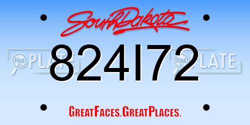 824I72 South Dakota License Plate