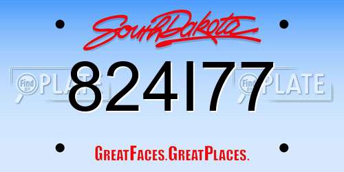 824I77 South Dakota License Plate