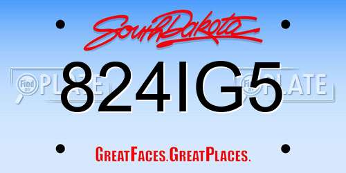 824IG5 South Dakota License Plate