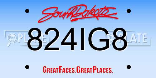 824IG8 South Dakota License Plate