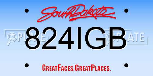 824IGB South Dakota License Plate