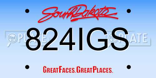 824IGS South Dakota License Plate