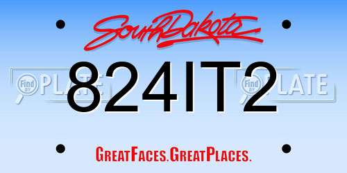 824IT2 South Dakota License Plate