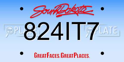 824IT7 South Dakota License Plate