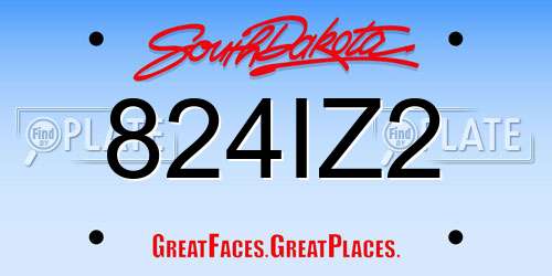 824IZ2 South Dakota License Plate