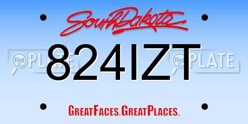 824IZT South Dakota License Plate