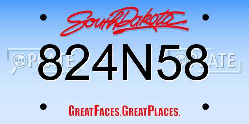824N58 South Dakota License Plate