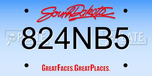 824NB5 South Dakota License Plate