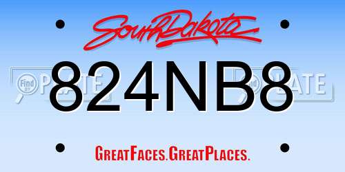 824NB8 South Dakota License Plate