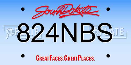 824NBS South Dakota License Plate