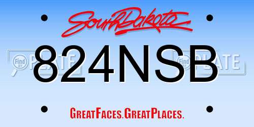 824NSB South Dakota License Plate