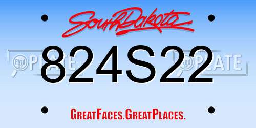 824S22 South Dakota License Plate