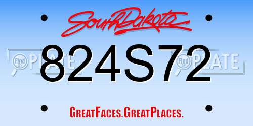 824S72 South Dakota License Plate