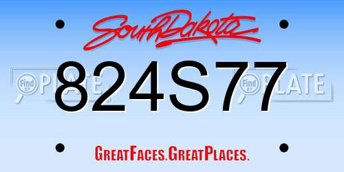 824S77 South Dakota License Plate