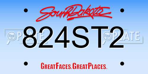 824ST2 South Dakota License Plate
