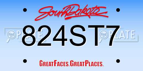 824ST7 South Dakota License Plate
