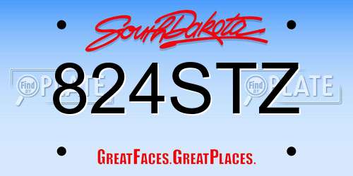 824STZ South Dakota License Plate