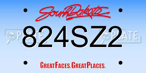 824SZ2 South Dakota License Plate