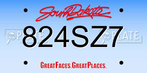 824SZ7 South Dakota License Plate
