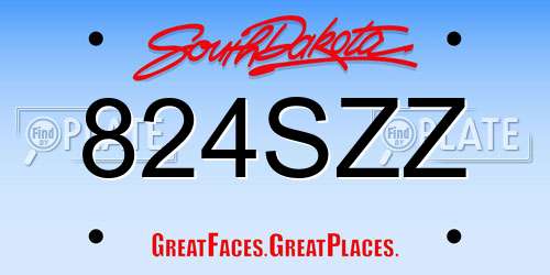 824SZZ South Dakota License Plate