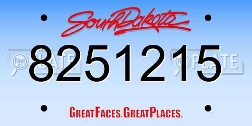 8251215 South Dakota License Plate