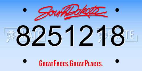8251218 South Dakota License Plate