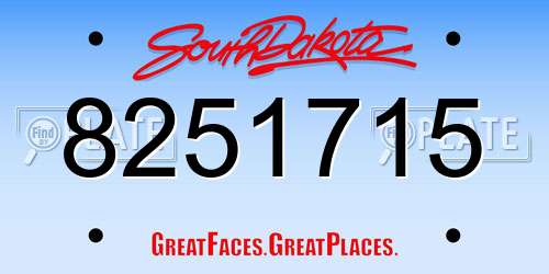 8251715 South Dakota License Plate
