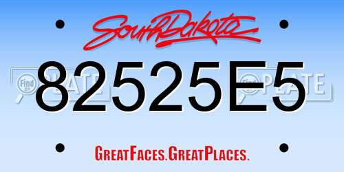 82525E5 South Dakota License Plate