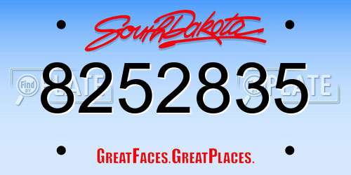 8252835 South Dakota License Plate