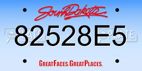 82528E5 South Dakota License Plate