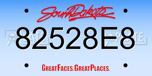 82528E8 South Dakota License Plate
