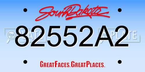82552A2 South Dakota License Plate