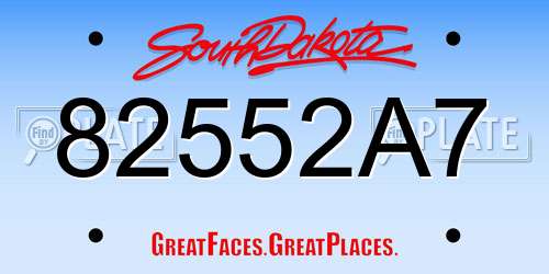 82552A7 South Dakota License Plate
