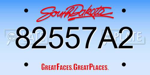 82557A2 South Dakota License Plate