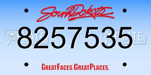 8257535 South Dakota License Plate
