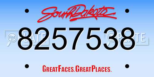 8257538 South Dakota License Plate