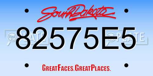 82575E5 South Dakota License Plate