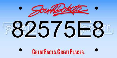 82575E8 South Dakota License Plate