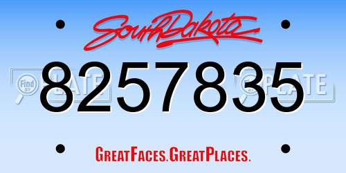8257835 South Dakota License Plate