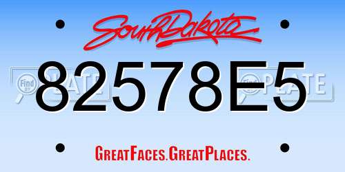 82578E5 South Dakota License Plate