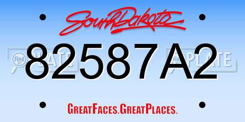 82587A2 South Dakota License Plate