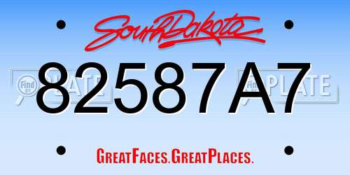 82587A7 South Dakota License Plate