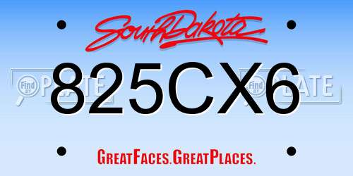 825CX6 South Dakota License Plate