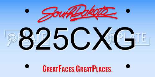 825CXG South Dakota License Plate