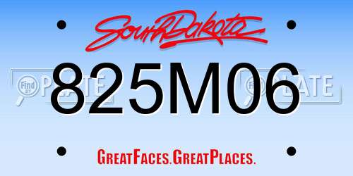 825M06 South Dakota License Plate