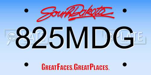 825MDG South Dakota License Plate