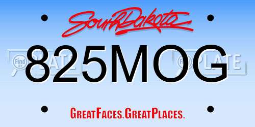 825MOG South Dakota License Plate
