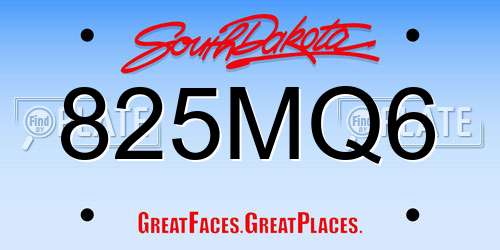 825MQ6 South Dakota License Plate