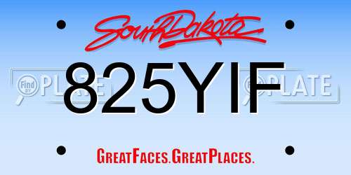 825YIF South Dakota License Plate