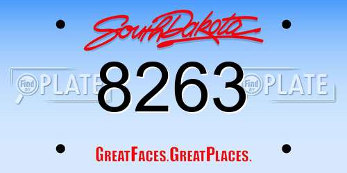 8263 South Dakota License Plate
